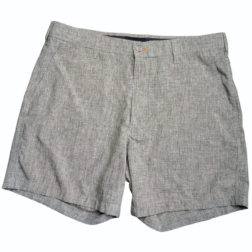 Orvis Tech Chambray Shorts Mens 36 Green Grey Stretch 4-Way Hiking Travel Active